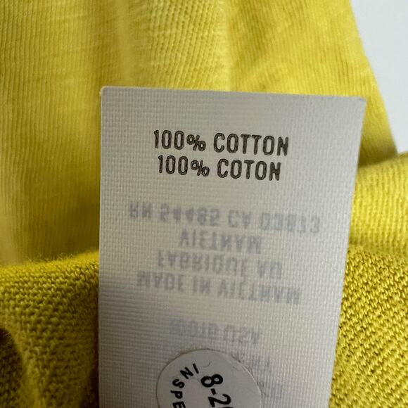 Aerie Women's Size Small Chartreuse Cotton Slub Cropped Keyhole Short Sleeve Tee - Picture 6 of 7